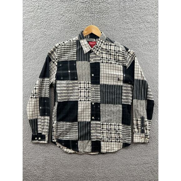 Supreme Patchwork Black Flannel Button Up Shirt F/W 2015 Men’s Size Large - Picture 1 of 4